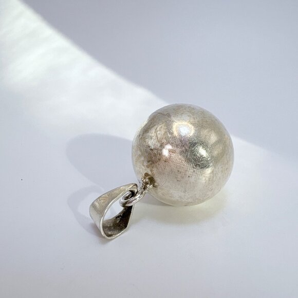 VTG Solid Sterling Silver 925 Ball Bead Sphere Pendant Size 0.75" Length - Picture 3 of 7